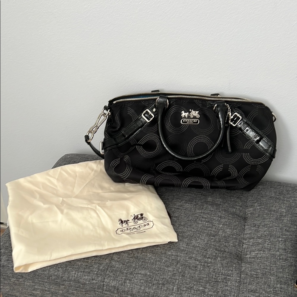 Coach Black Satchel with Glossy Finish